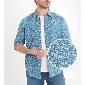 Banana Republic‎ Mens Untucked Fit Gauzy Cotton Ditsy Floral Button Up Shirt M
